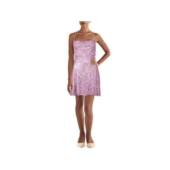 NWT B DARLIN Womens Purple Lined Spaghetti Strap Short Dress 9\10 - Picture 1 of 2
